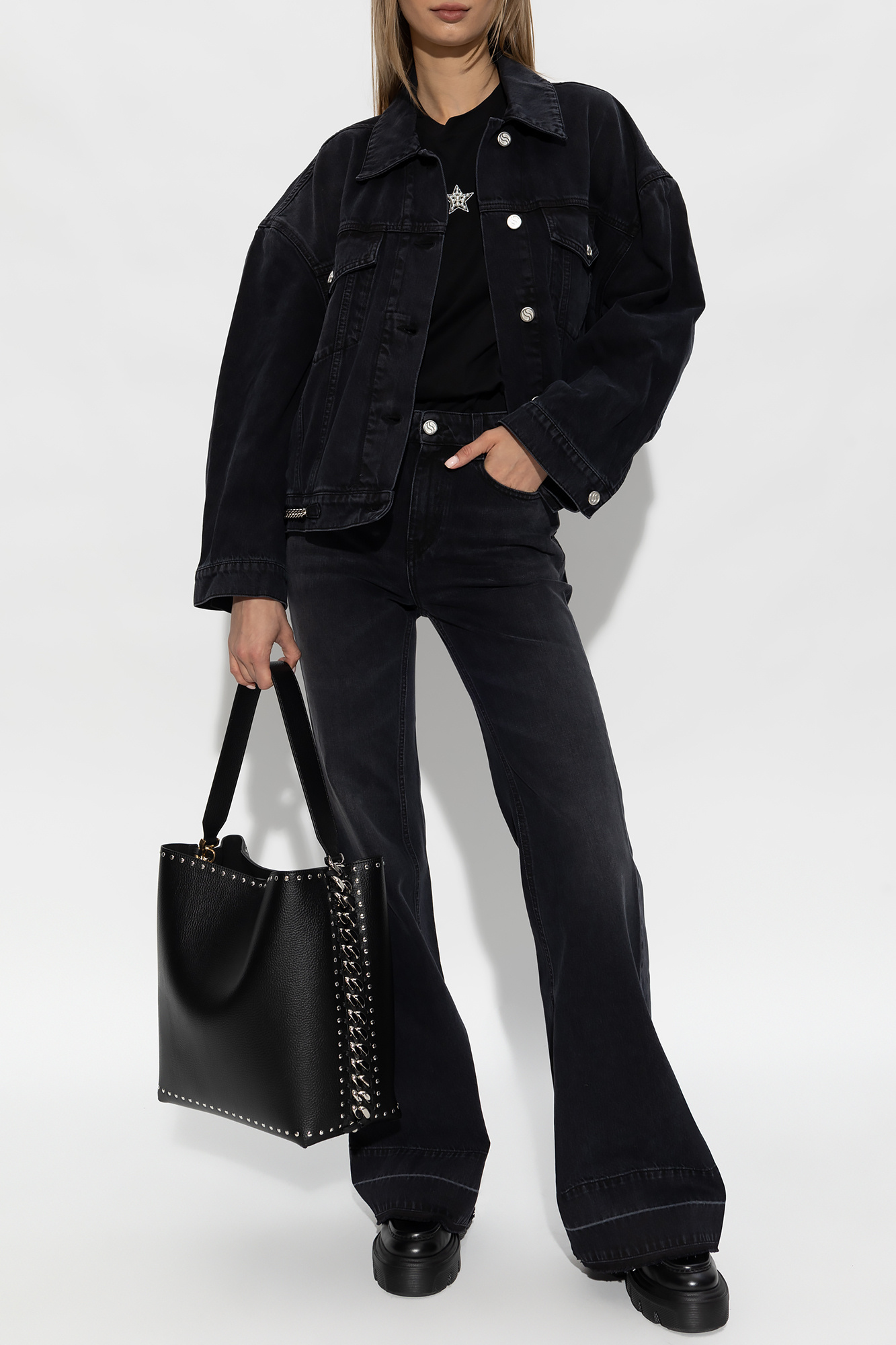Tシャツ・カットソー STELLA MCCARTNEY Woman T-Shirt Black 6J03533SPZ67 1000 Adidas STELLA MCCARTNEY Crew-neck T-Shirt with Printed